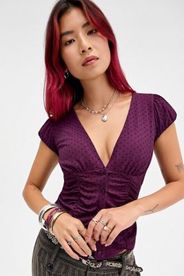 Silence + Noise Penny Ruched Mesh Shirt
