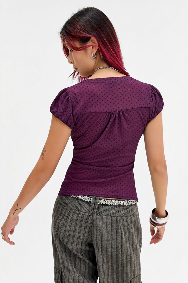 Silence + Noise Penny Ruched Mesh Shirt #3