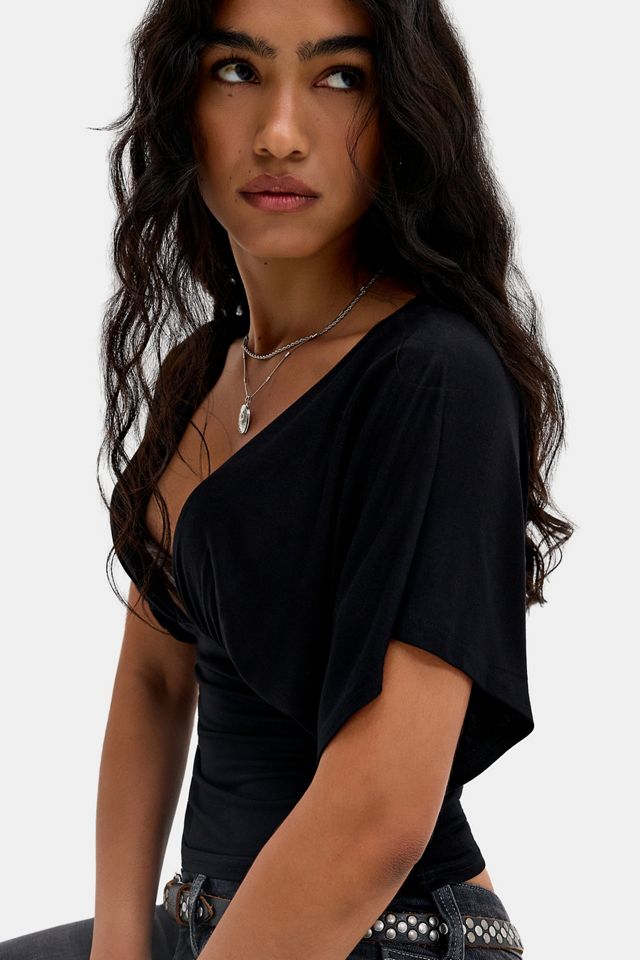 Silence & Noise Irene Batwing Ruched Short Sleeve Top #1