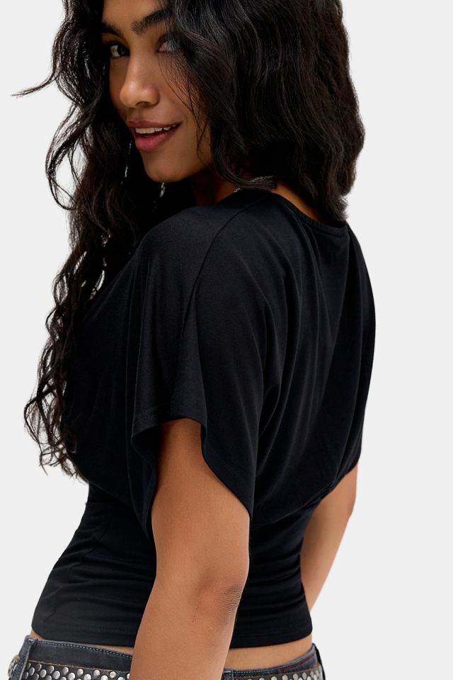 Silence & Noise Irene Batwing Ruched Short Sleeve Top #4
