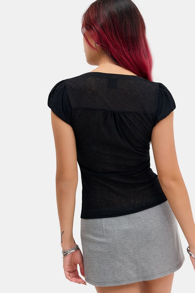 UO Penny Ruched Mesh Shirt #3