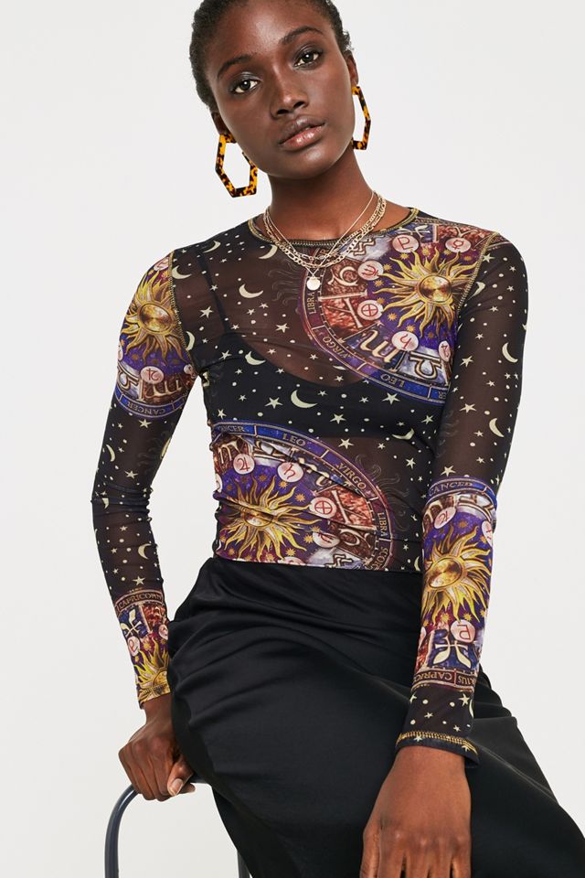 UO Horoscope Mesh Crew Neck Top #1