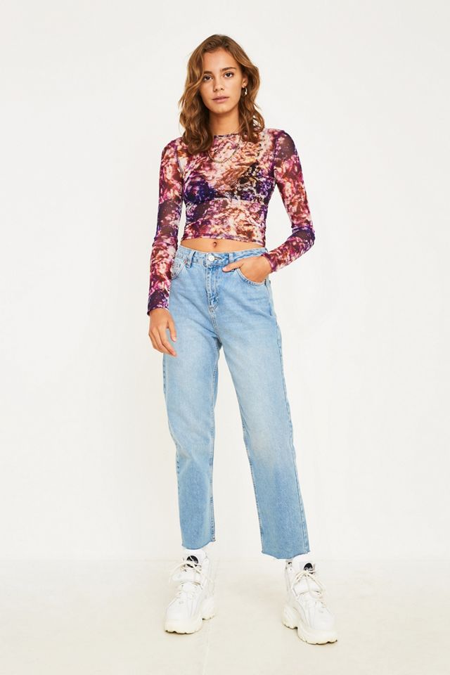 UO Crystal Print Mesh Crew Neck Top #5