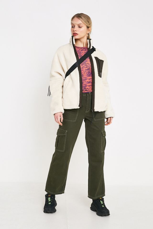 UO Pink Fluorescent Tiger Print Mesh Crew Neck Top #2