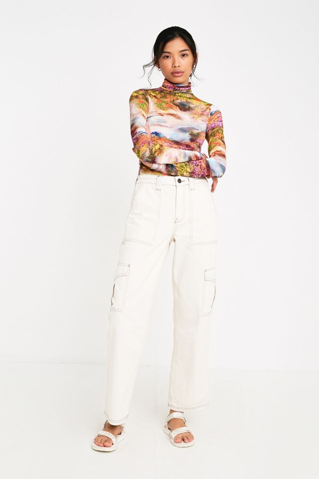 UO Second Skin Bright Scenic Print Funnel Neck Top #1