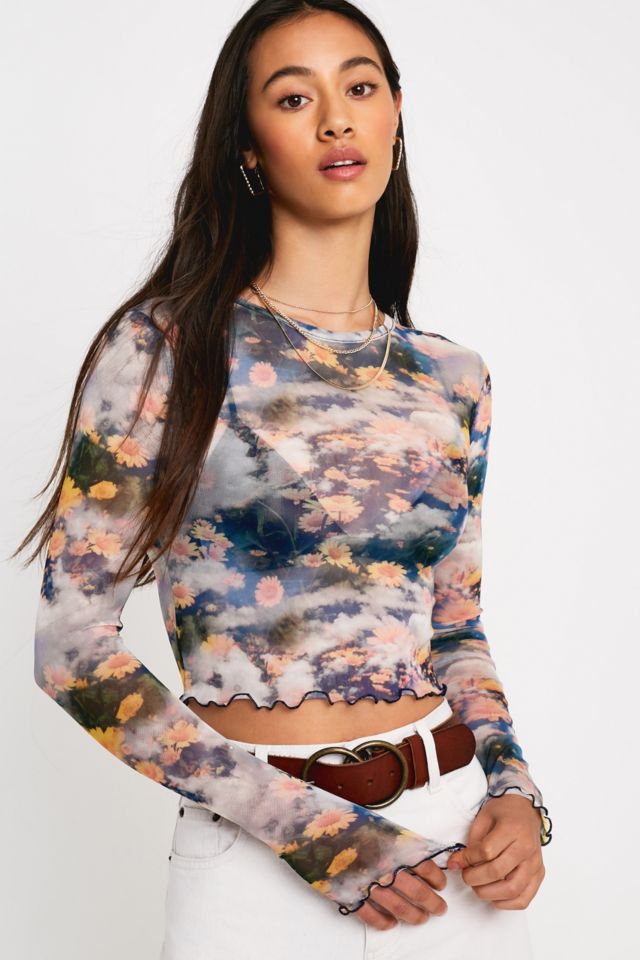 Floral mesh best sale top urban outfitters