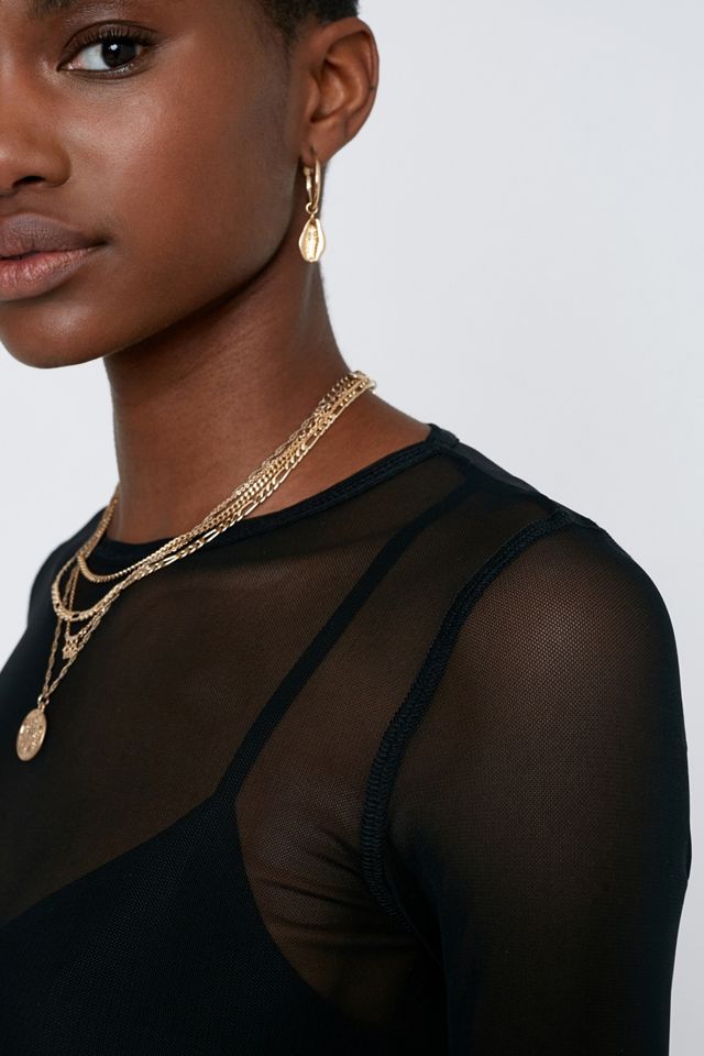 UO Black Mesh Crew Neck Top #3