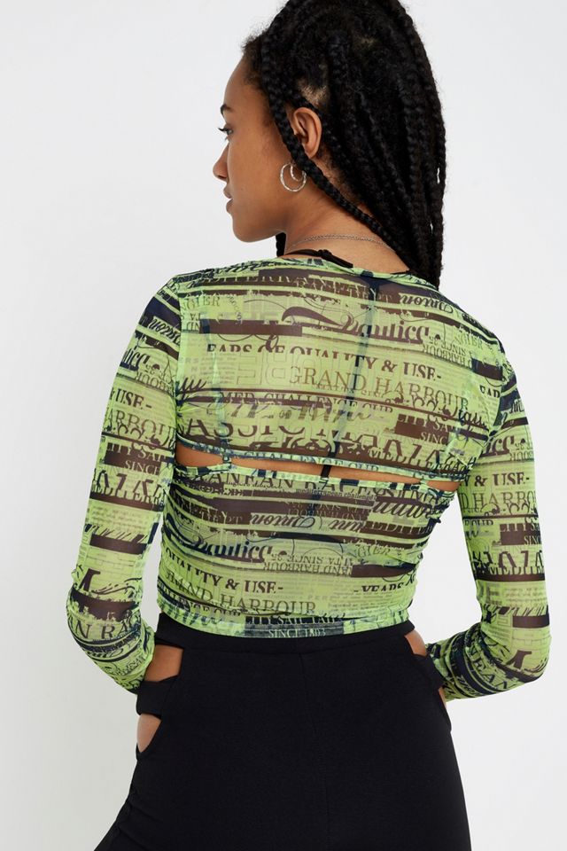 Urban Outfitters – Zweilagiges Longsleeve „Newspaper“ aus Netzstoff #2