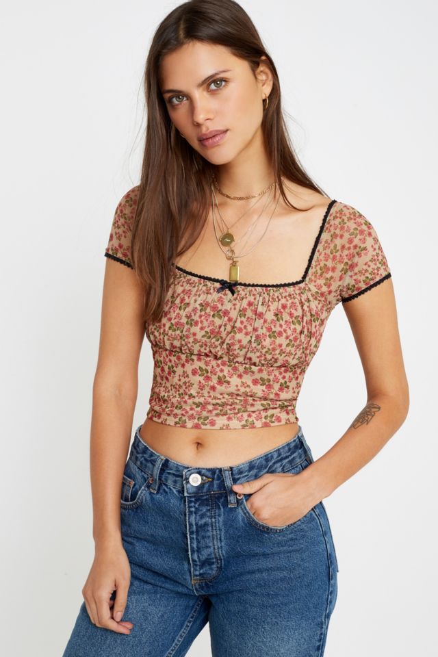 Floral mesh top store urban outfitters