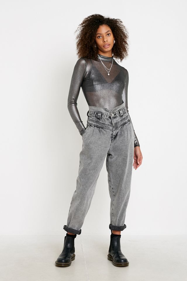 UO Metallic Mesh Funnel Neck Top #3