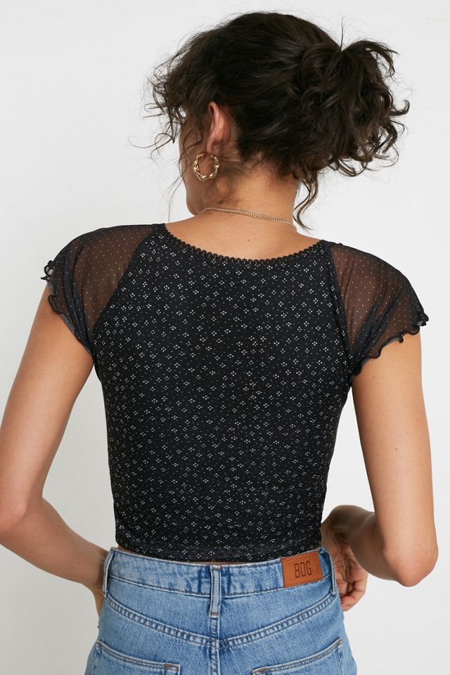 UO Patchwork Sweetheart Mesh Top #3