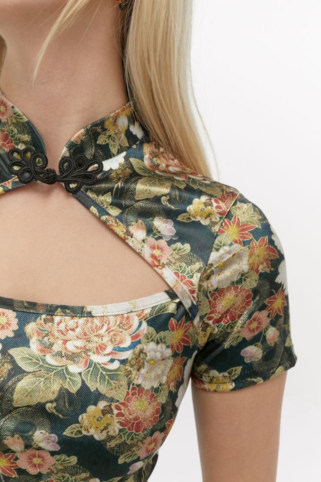 UO Floral Cutout Mock Neck Top #3