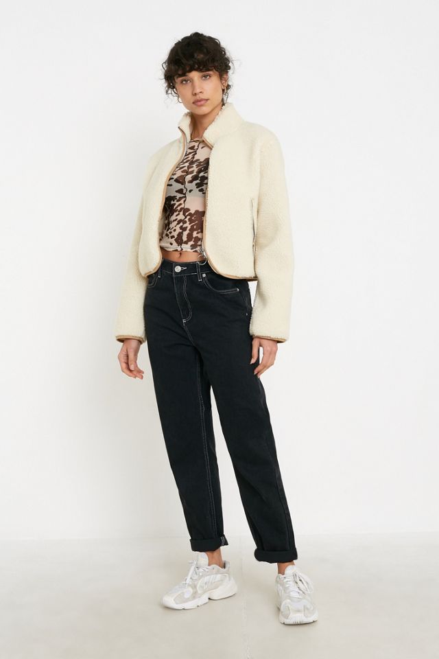 Urban Outfitters – Oberteil aus Netzgewebe mit Kuhmuster und leicht gekräuseltem Saum #3
