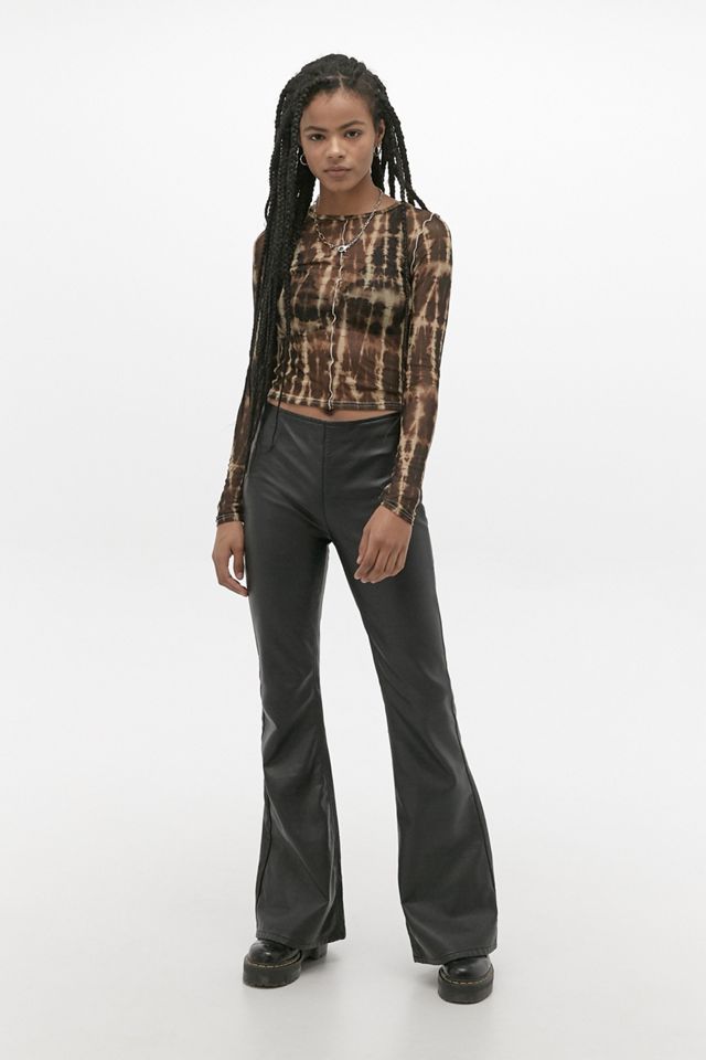 UO Brown Tie-Dye Mesh Lettuce Edge Top #3