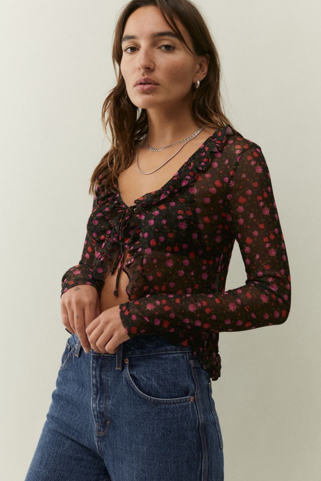 Urban Outfitters, Tops, Urban Outfitters Out From Under Oversized Floral  Thermal Shirt