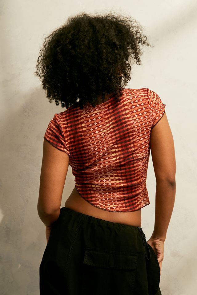 UO Geometric Print Asymmetrical Crop Top #2