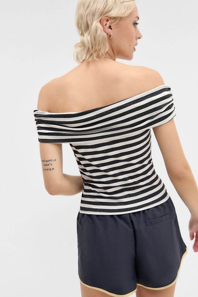 Silence + Noise Stripe Bardot Top #3