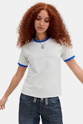 BDG Weißes Ringer-T-Shirt