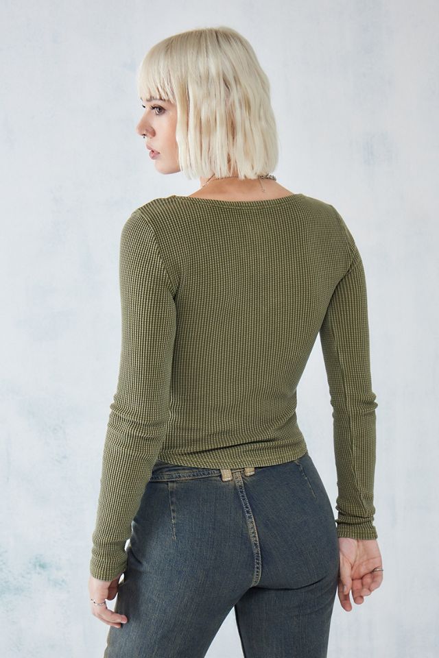 BDG Nina Long-Sleeved Notched Henley Top #3