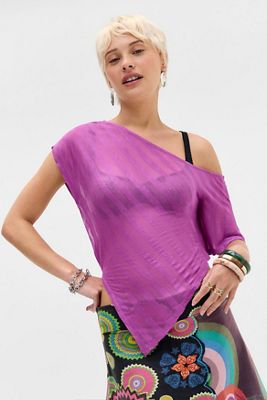 UO Stripe Bias Cut Poncho Top