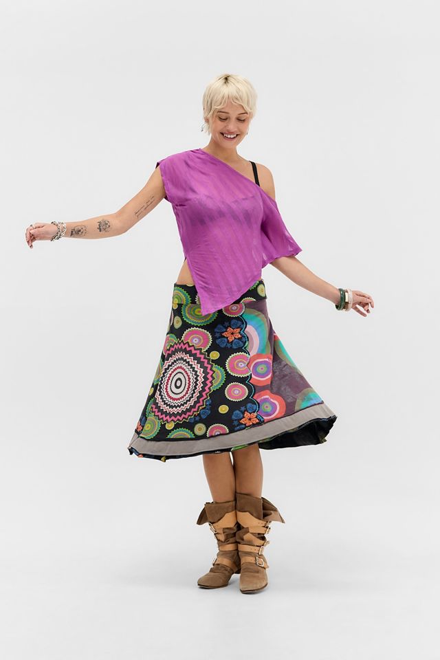 Top Poncho de Corte al Bies con Rayas UO #1