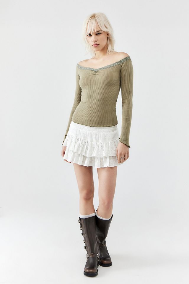 BDG Rhia Ribbed Off-The-Shoulder Top #1