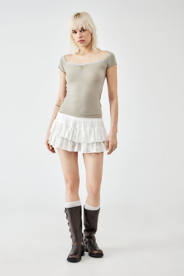 BDG Rhia Ribbed Off-The-Shoulder Cap Sleeve Top #2