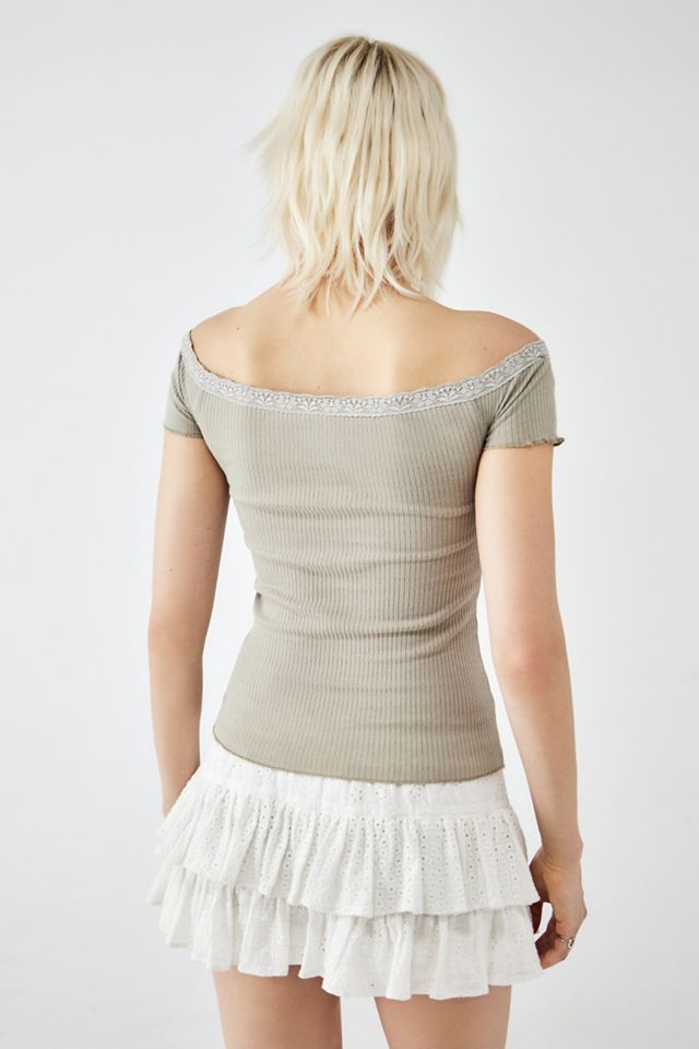 BDG Rhia Ribbed Off-The-Shoulder Cap Sleeve Top #3
