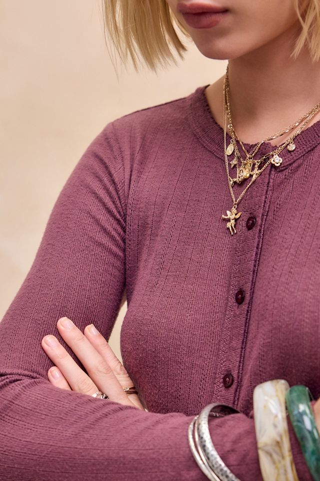 Gilet en maille pointelle thermique UO Love #1