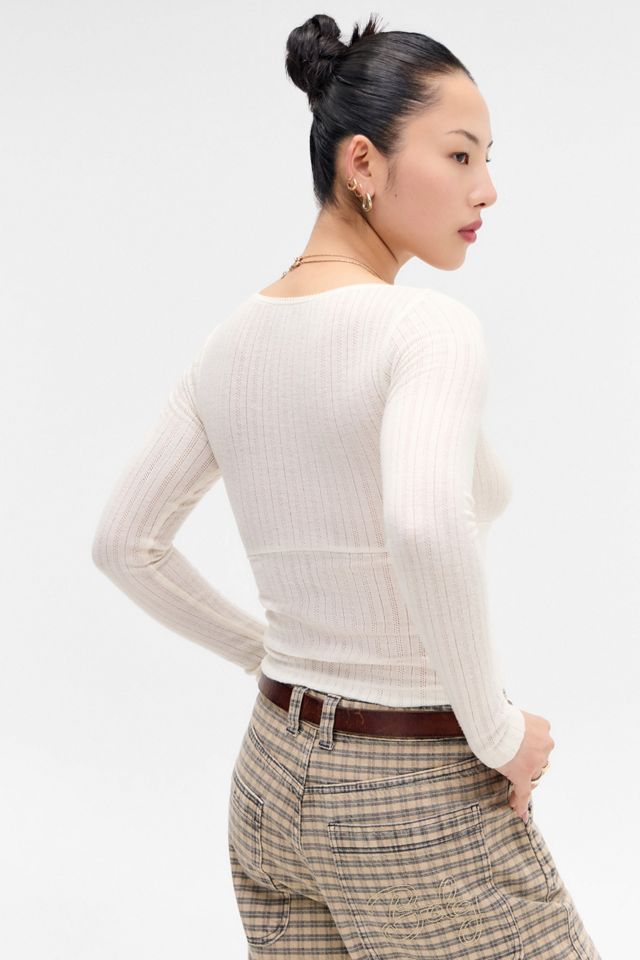 Kimchi Blue Lily Pointelle Wrap Top #3