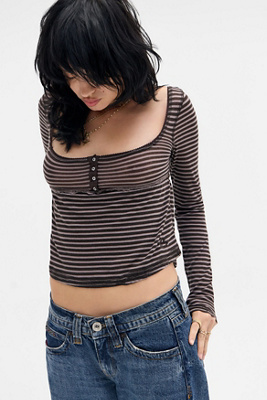 BDG Brittney Stripe Long Sleeve Blouse Product Page