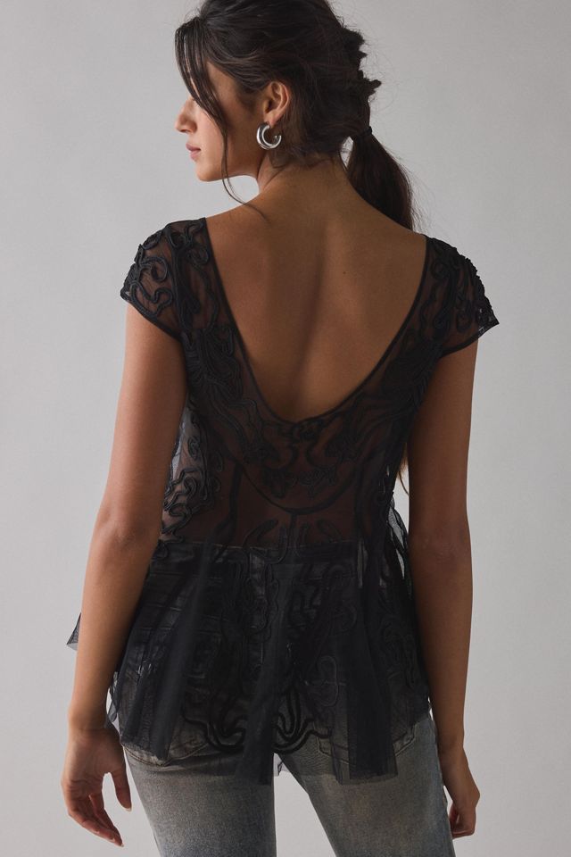 Kimchi Blue Eclipse Embroidered Sheer Top #3