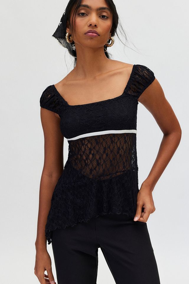 Kimchi Blue Penelope Lace Asymmetric Top #1