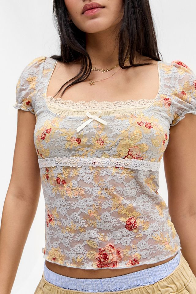 Kimchi Blue Malka Print Lace Blouse #2