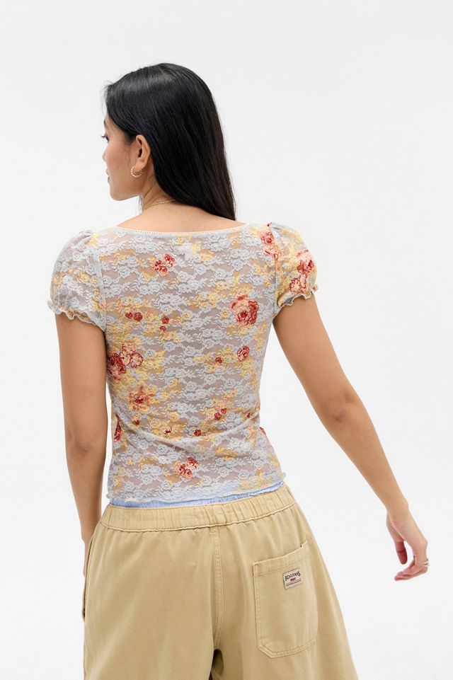 Kimchi Blue Malka Print Lace Blouse #3