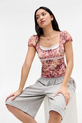 Kimchi Blue Malka Print Lace Blouse