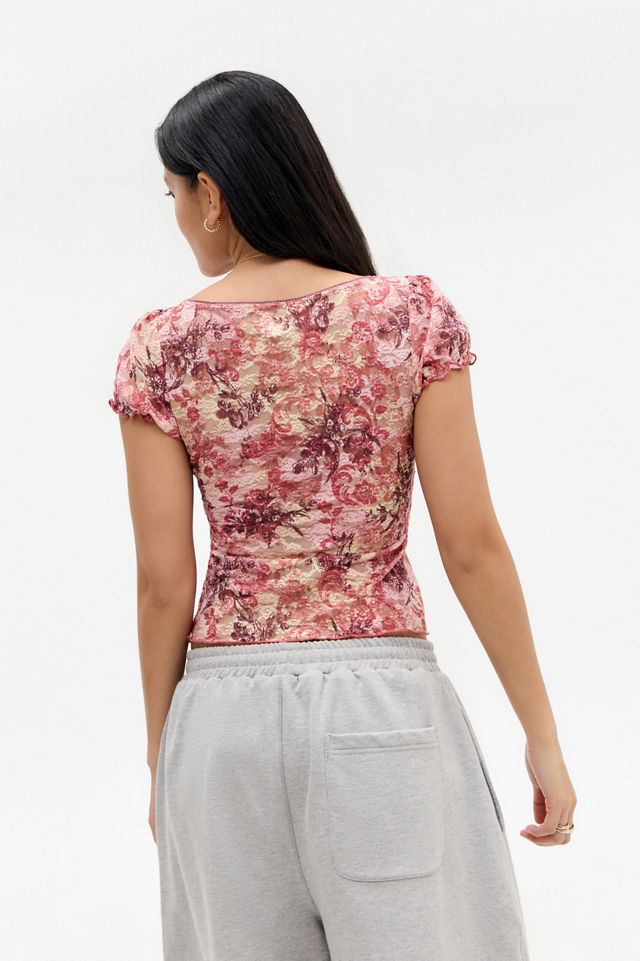 Kimchi Blue Malka Print Lace Blouse #4