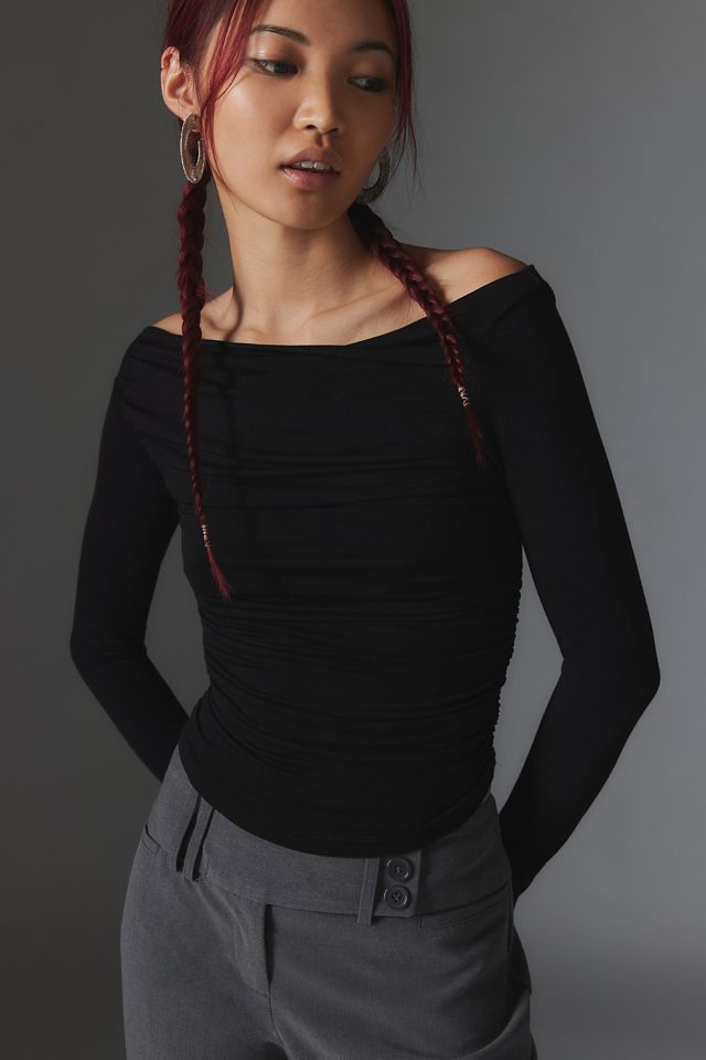 Silence + Noise Hadley Asymmetrical Off-The-Shoulder Top