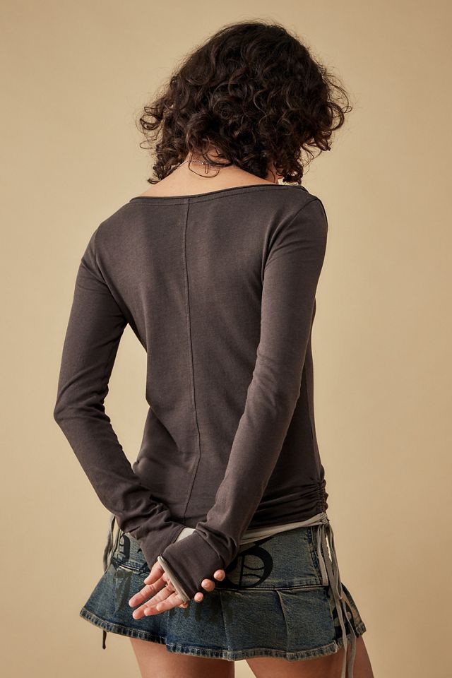 BDG Veera Double-Layer Long-Sleeved Ruched Top  #3