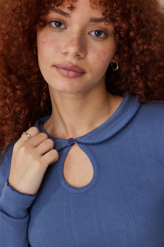 Kimchi Blue Willow Pointelle Collar Top #1