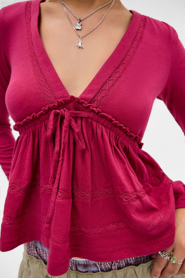 Kimchi Blue Nia Babydoll Long Sleeve Top #1