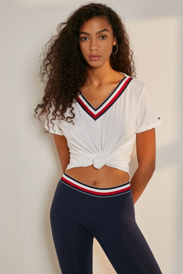 Tommy Hilfiger White V-Neck T-Shirt | Urban Outfitters UK