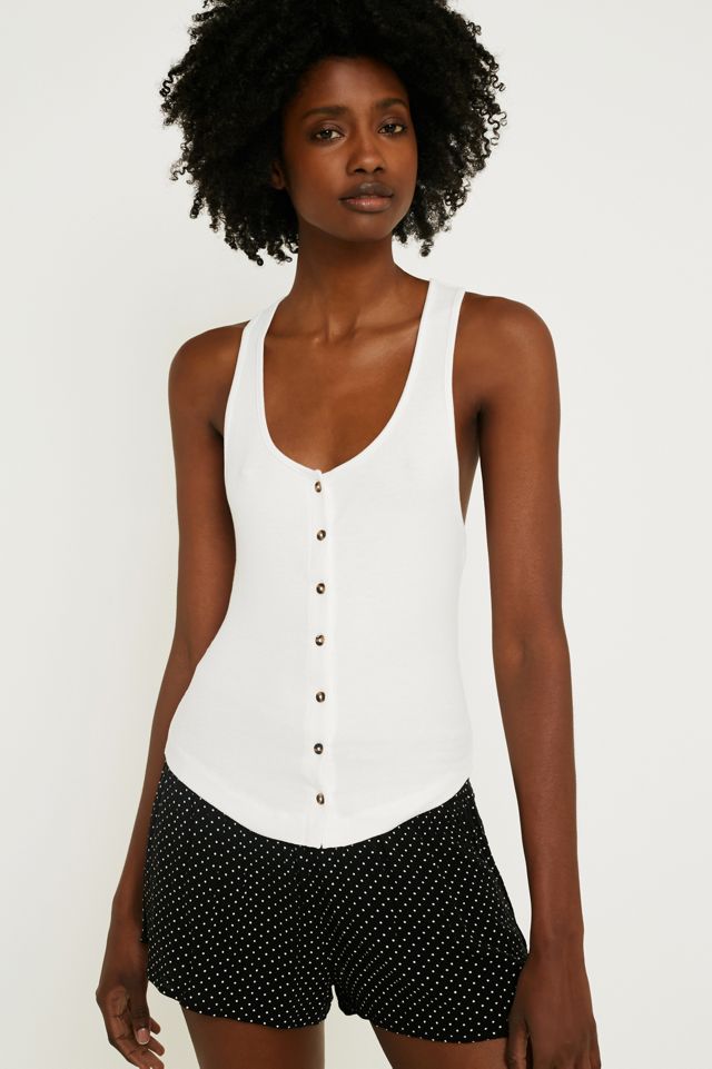 Out From Under Slinky Ribbed Button-Through Tank Top #1