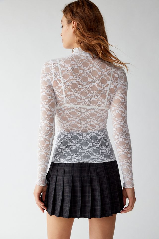 Haut à col montant en dentelle transparente Out From Under Luna #3