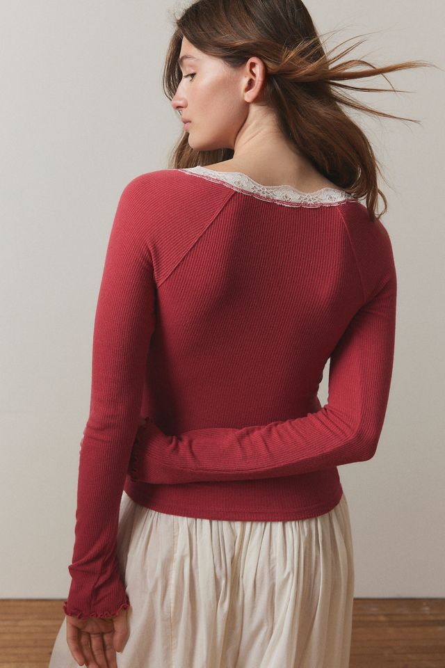Out From Under Diana Lace-Trim Henley Top #2