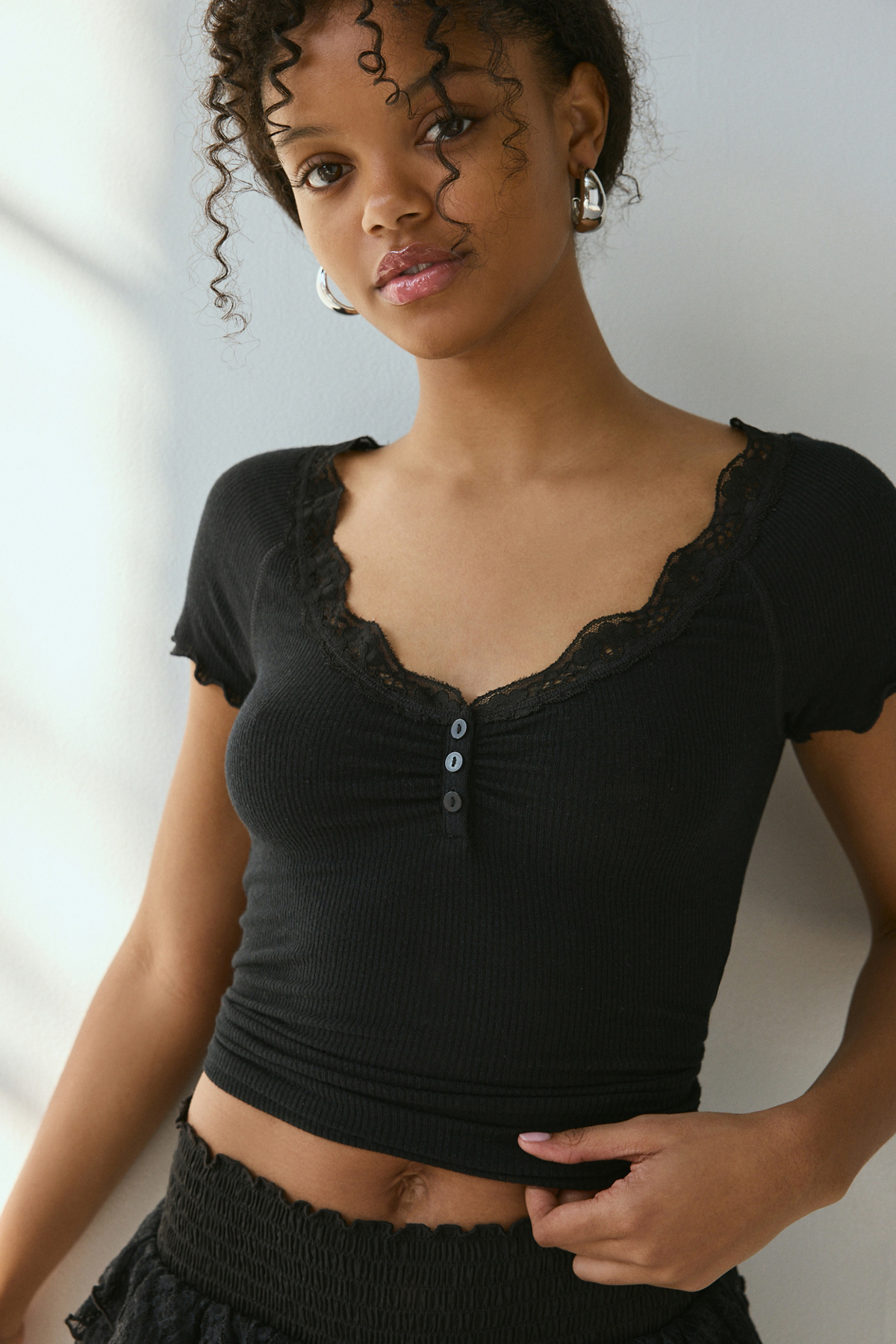 Out From Under Diana Lace Henley T-Shirt