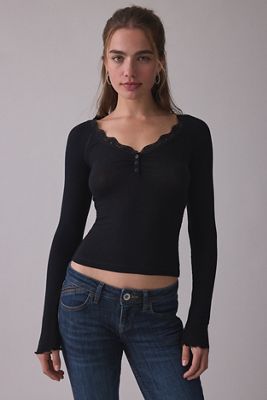 Haut à manches longues en dentelle superposable Diana Out From Under