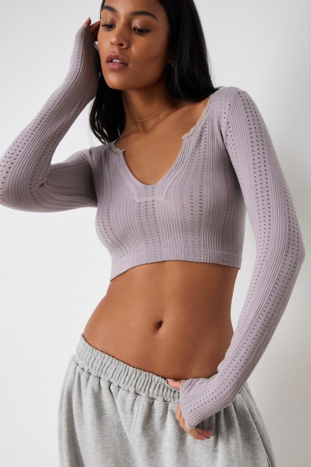 Pointelle Scoopneck Crop Tee