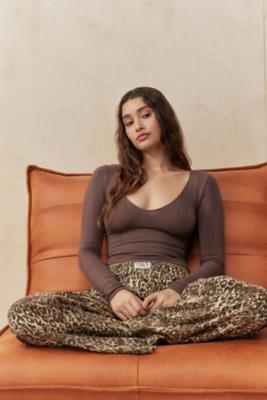 Out From Under Winnie Pointelle Top - Chocolate XL at Urban Outfitters