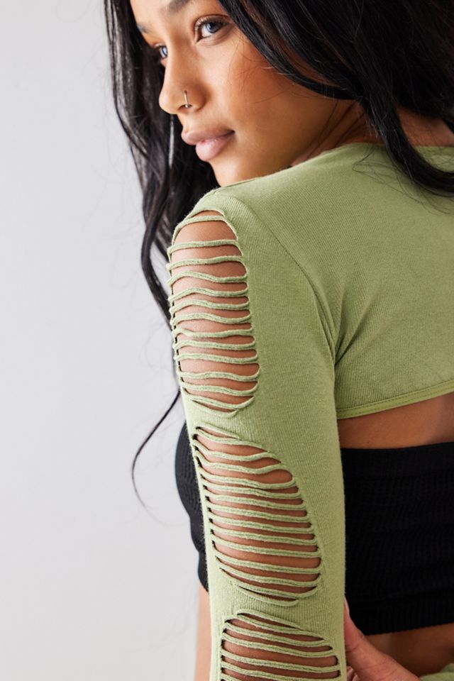 Out From Under – Langärmeliger nahtloser Bolero mit Schlitzen  #1